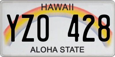 HI license plate YZO428