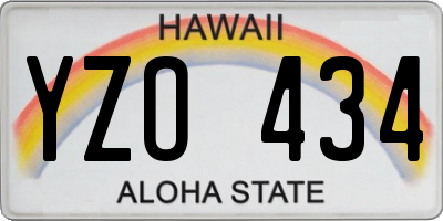 HI license plate YZO434