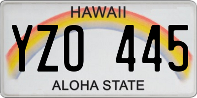 HI license plate YZO445