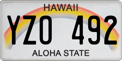 HI license plate YZO492