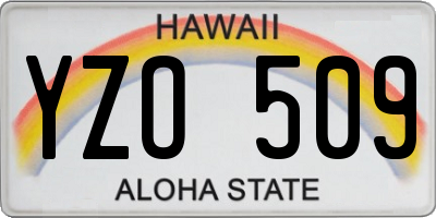 HI license plate YZO509