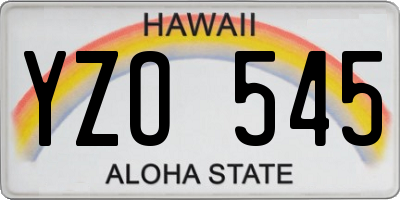 HI license plate YZO545