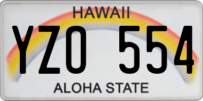HI license plate YZO554