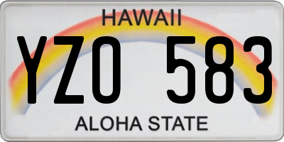 HI license plate YZO583
