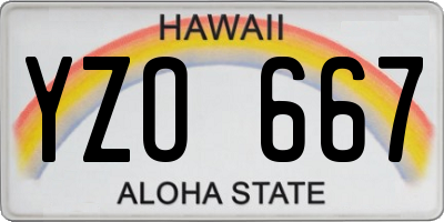 HI license plate YZO667