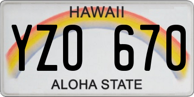 HI license plate YZO670