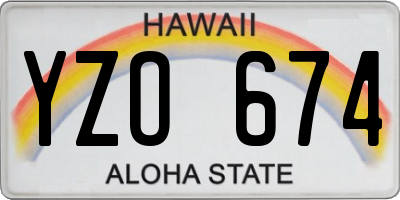 HI license plate YZO674