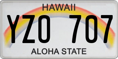 HI license plate YZO707