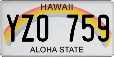 HI license plate YZO759