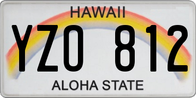 HI license plate YZO812