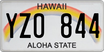 HI license plate YZO844