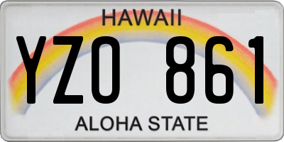 HI license plate YZO861