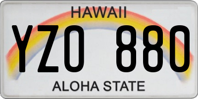 HI license plate YZO880
