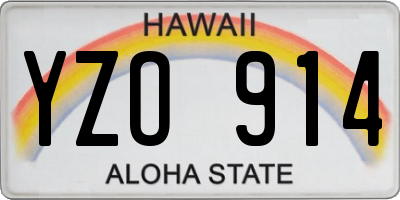 HI license plate YZO914