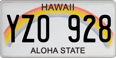HI license plate YZO928