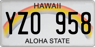 HI license plate YZO958