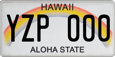 HI license plate YZP000