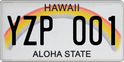 HI license plate YZP001
