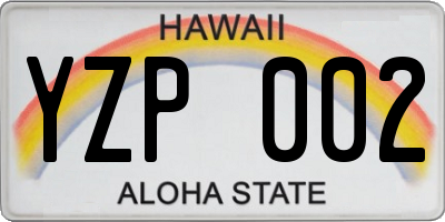 HI license plate YZP002