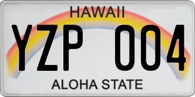 HI license plate YZP004