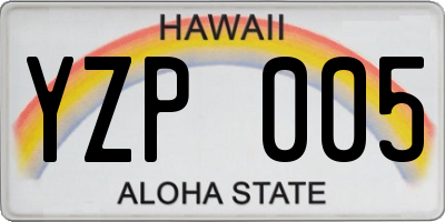 HI license plate YZP005