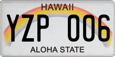 HI license plate YZP006