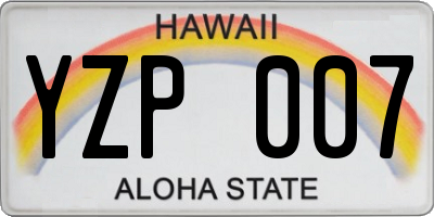 HI license plate YZP007