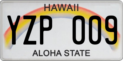 HI license plate YZP009