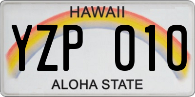 HI license plate YZP010