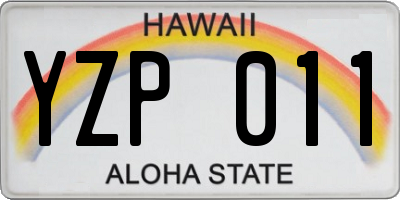 HI license plate YZP011