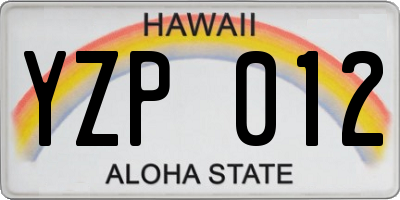 HI license plate YZP012