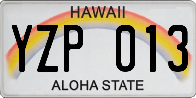 HI license plate YZP013