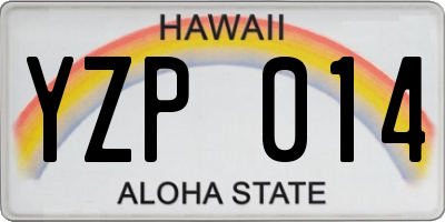 HI license plate YZP014