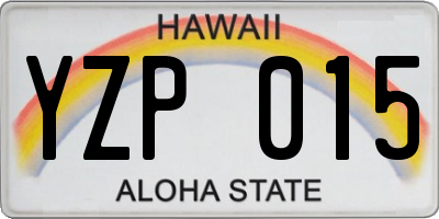 HI license plate YZP015