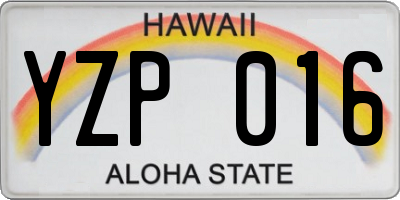 HI license plate YZP016