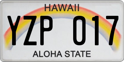 HI license plate YZP017