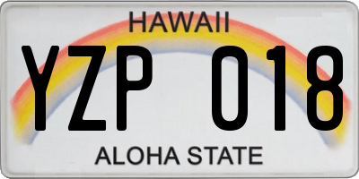 HI license plate YZP018
