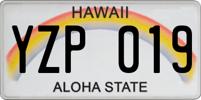 HI license plate YZP019