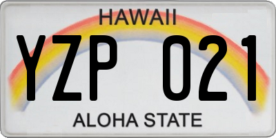 HI license plate YZP021