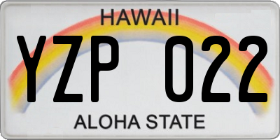 HI license plate YZP022