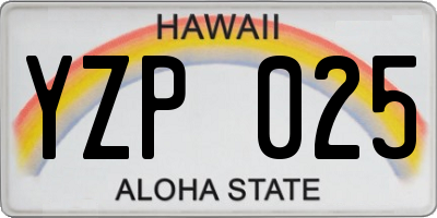 HI license plate YZP025