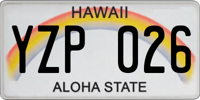 HI license plate YZP026