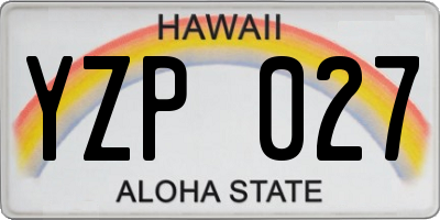 HI license plate YZP027