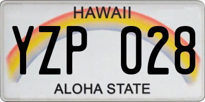 HI license plate YZP028