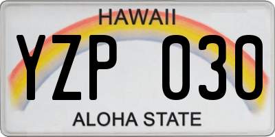HI license plate YZP030