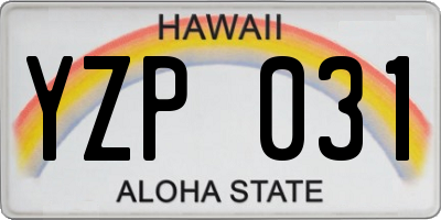 HI license plate YZP031