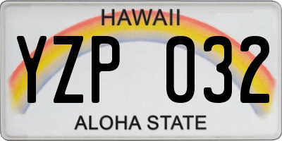 HI license plate YZP032