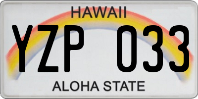 HI license plate YZP033