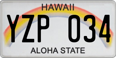 HI license plate YZP034