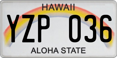 HI license plate YZP036